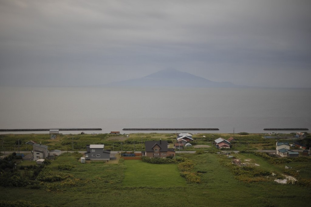 Mount Rishiri seen across the sea from Wakkanai