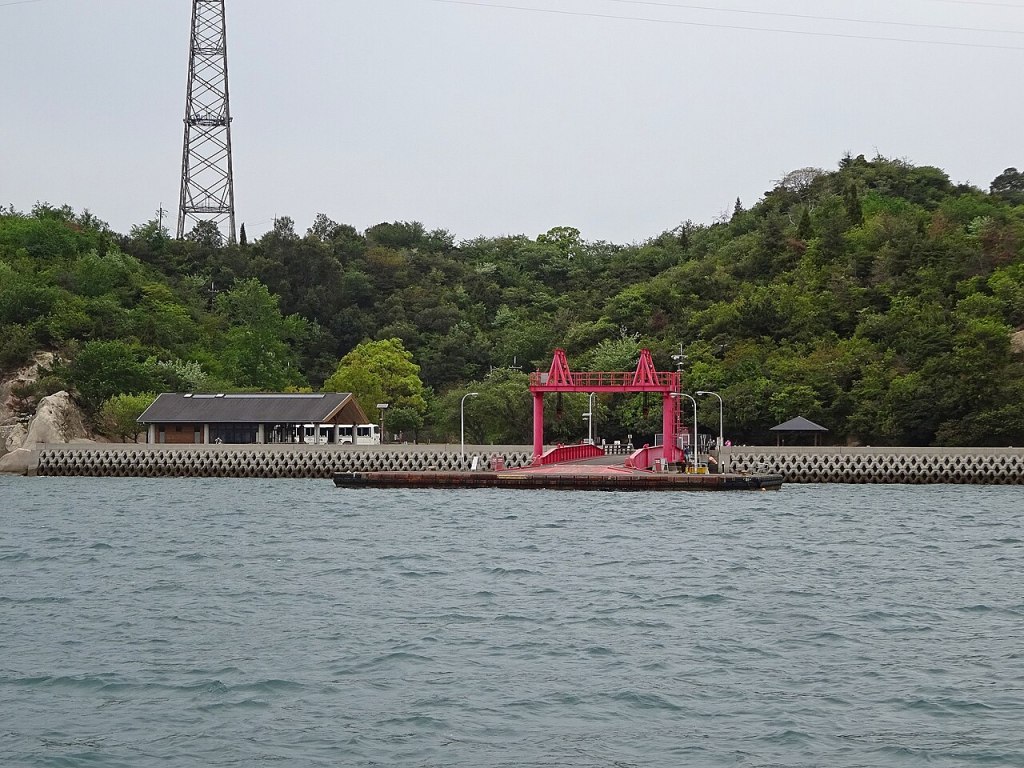 The pier and ferry landing at Okunoshima, the rabbit island in Hiroshima
