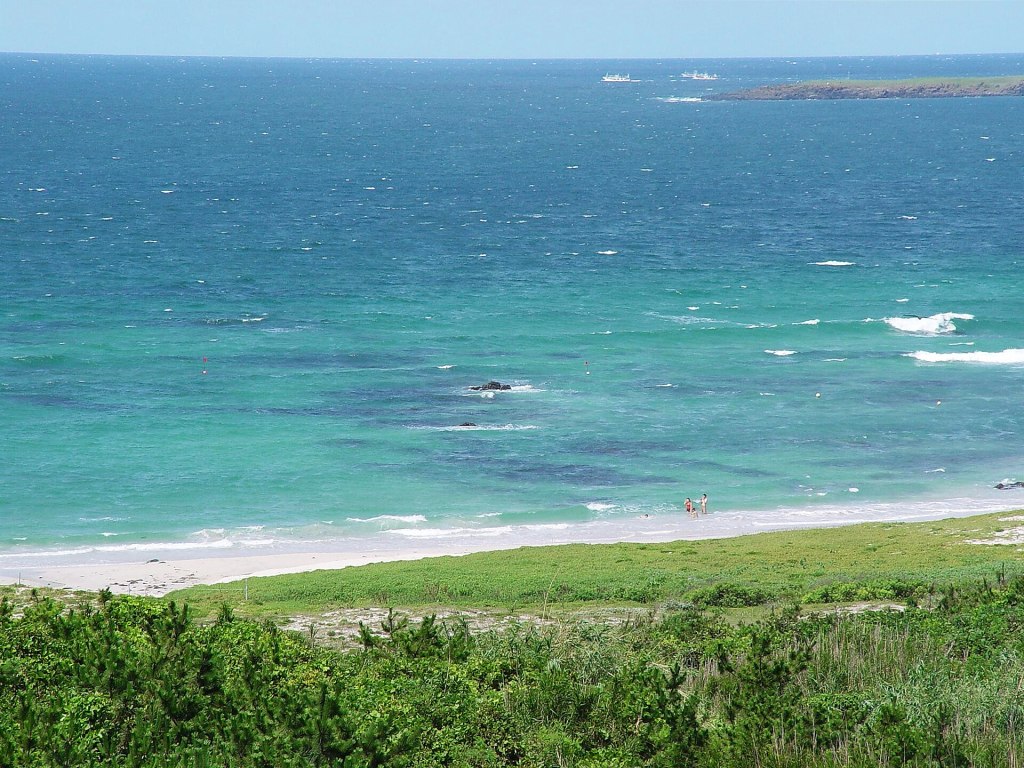 The clear blue Sea of Japan seen from the coast of Tsunoshima