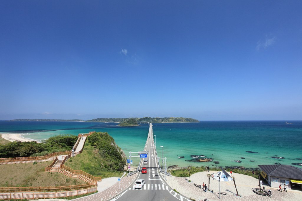 The green coast and blue water of Tsunoshima island