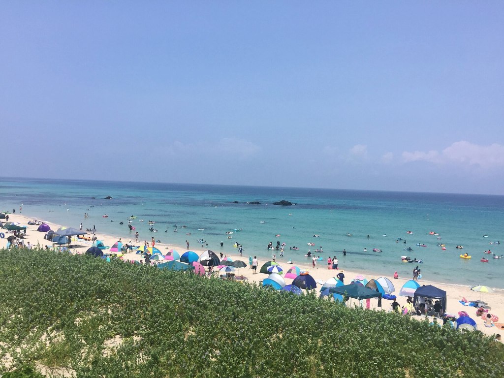 White sand and clear blue water at Ohama Beach on Tsunoshima