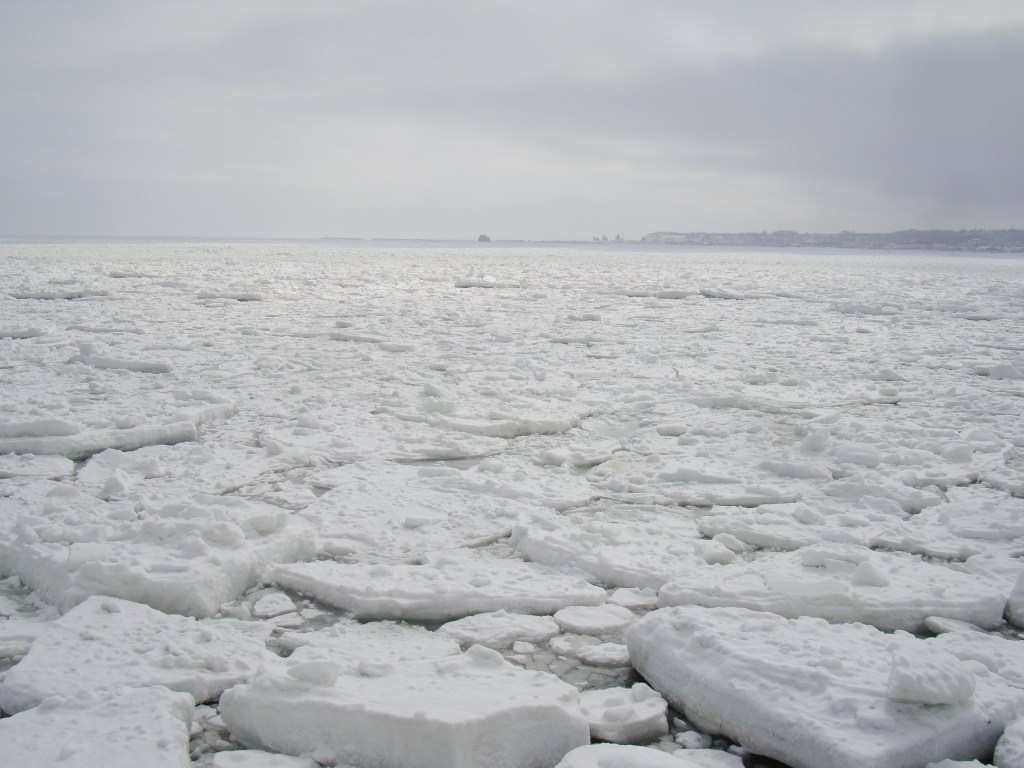 The drift-ice cruise ship among the ice at Abashiri