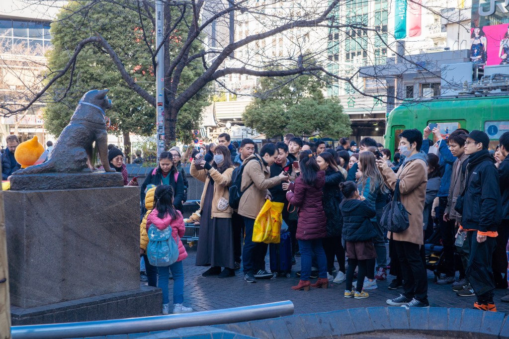 The Hachiko statue outside Shibuya Station in Tokyo