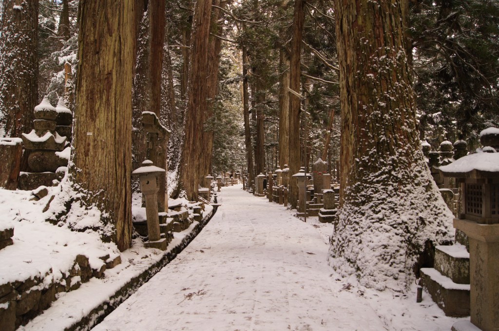 The cedar path and monuments at Okunoin on Mount Koya