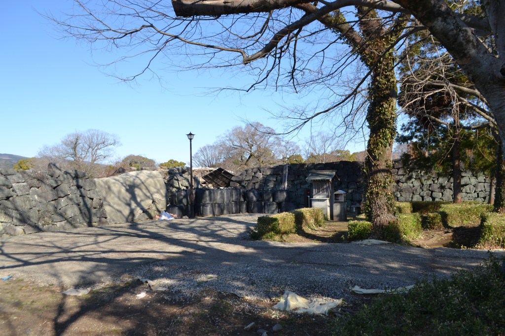 Stone walls at Kumamoto Castle in Kumamoto, Japan