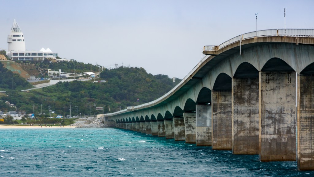 Kouri Bridge connecting Kouri Island and northern Okinawa, Japan
