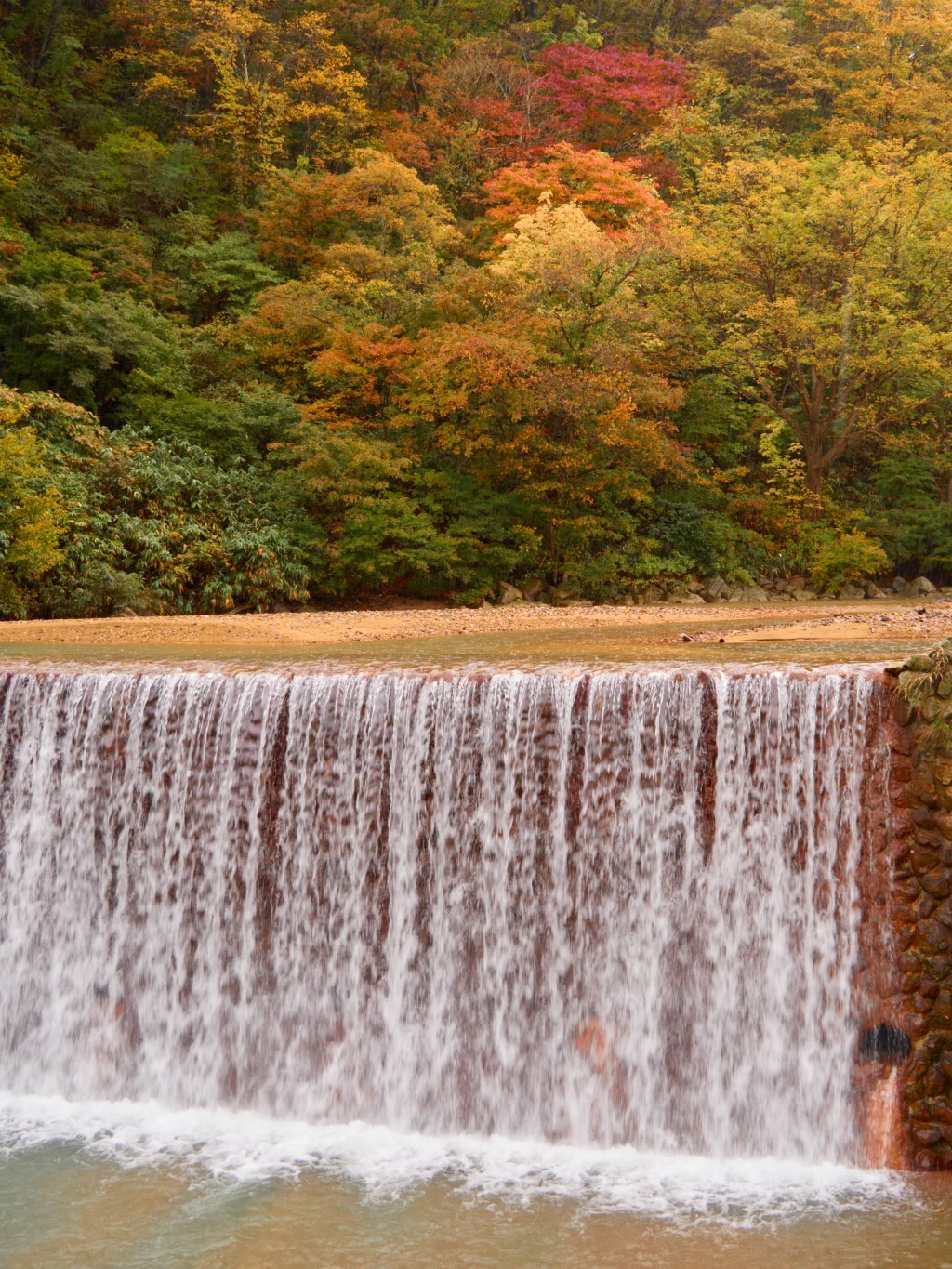 The forested valley of Nyuto Onsen in Semboku, Akita
