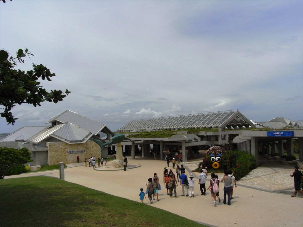 Okinawa Churaumi Aquarium exterior in Motobu, Okinawa, Japan