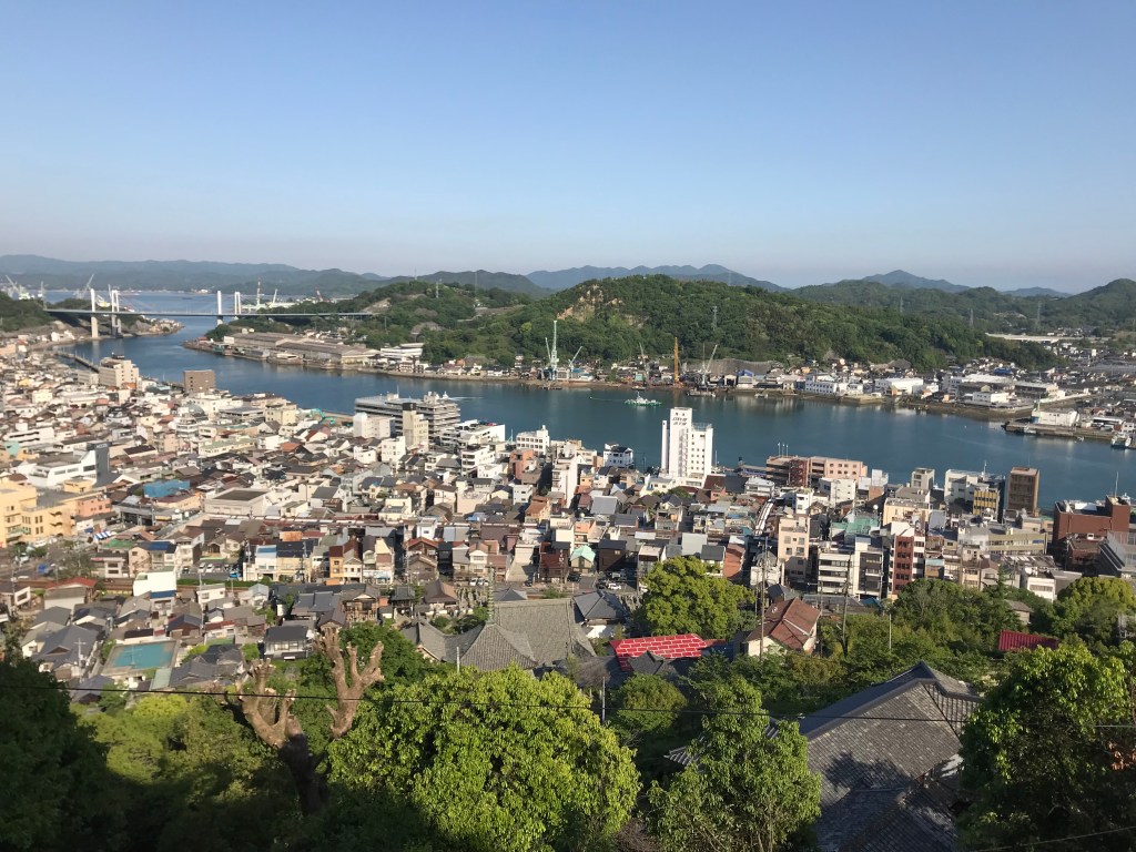 Senkoji temple park above the port of Onomichi, Hiroshima, Japan