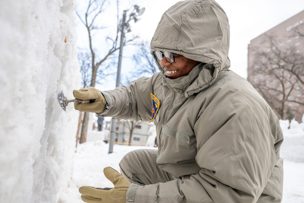 A snow sculpture at the Sapporo Snow Festival in Odori Park