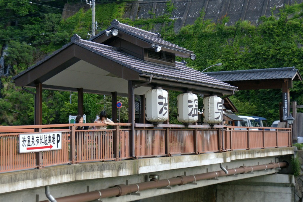 Stone-paved street with wooden inns in Shibu Onsen, Nagano