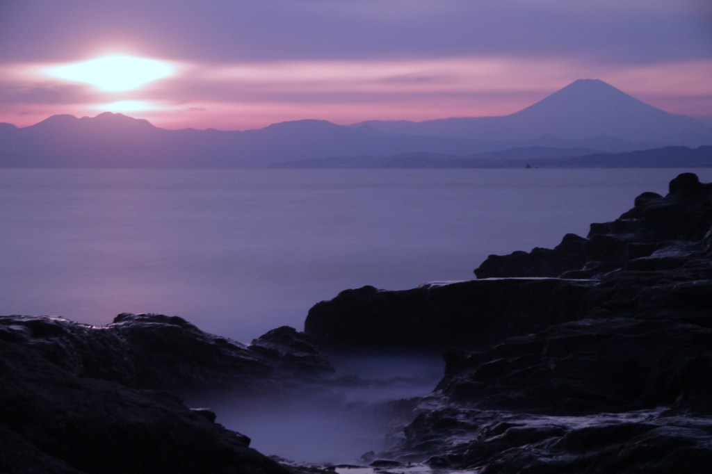 Sunset from the island of Enoshima in Kanagawa, Japan