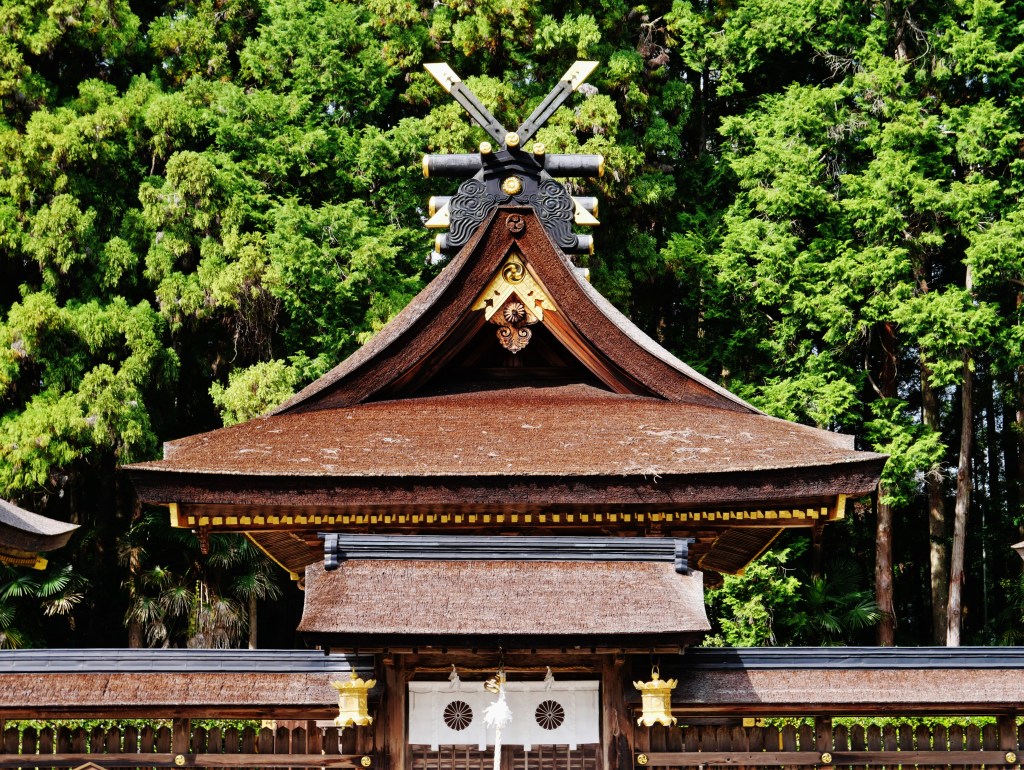 Shrine buildings at Kumano Hongu Taisha in the Wakayama mountains