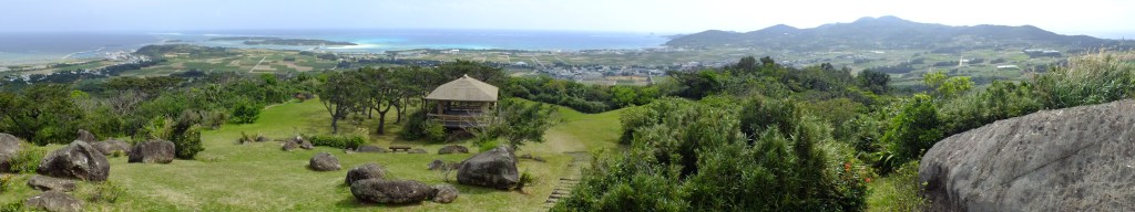 Nearby islands and Hate-no-hama seen from a ridge on Kume Island, Okinawa, Japan