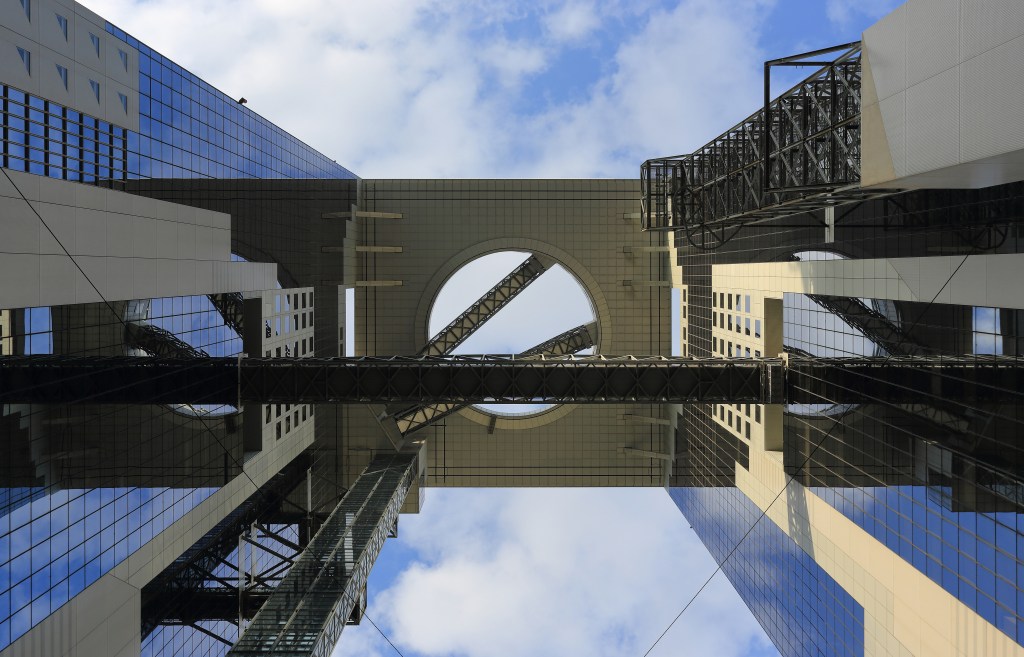 The twin towers of Umeda Sky Building in Osaka