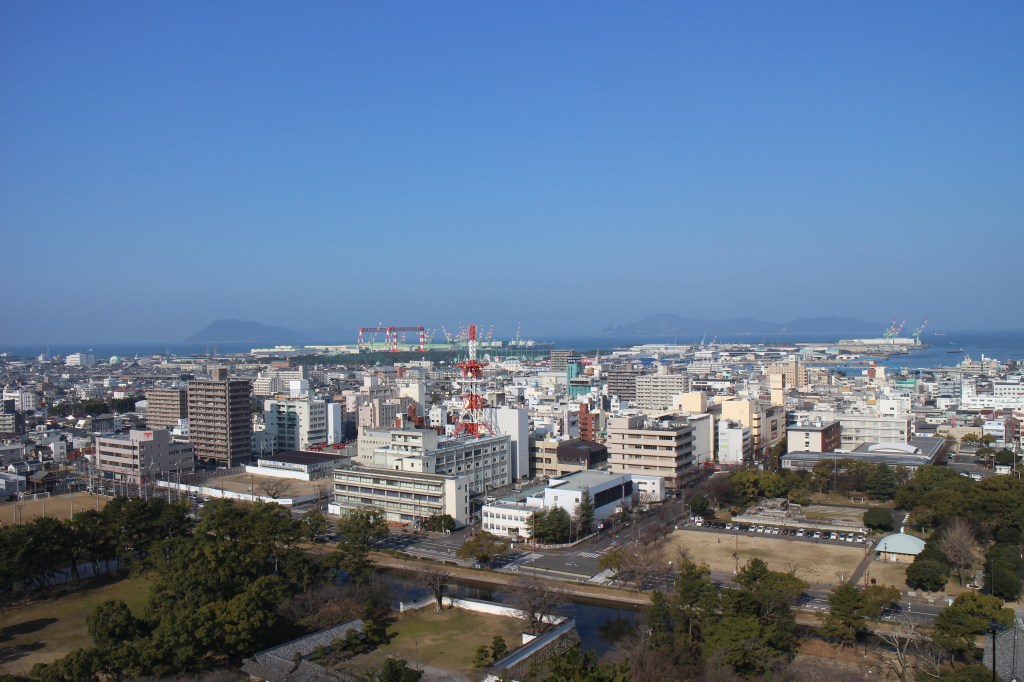 The view from Marugame Castle over the town